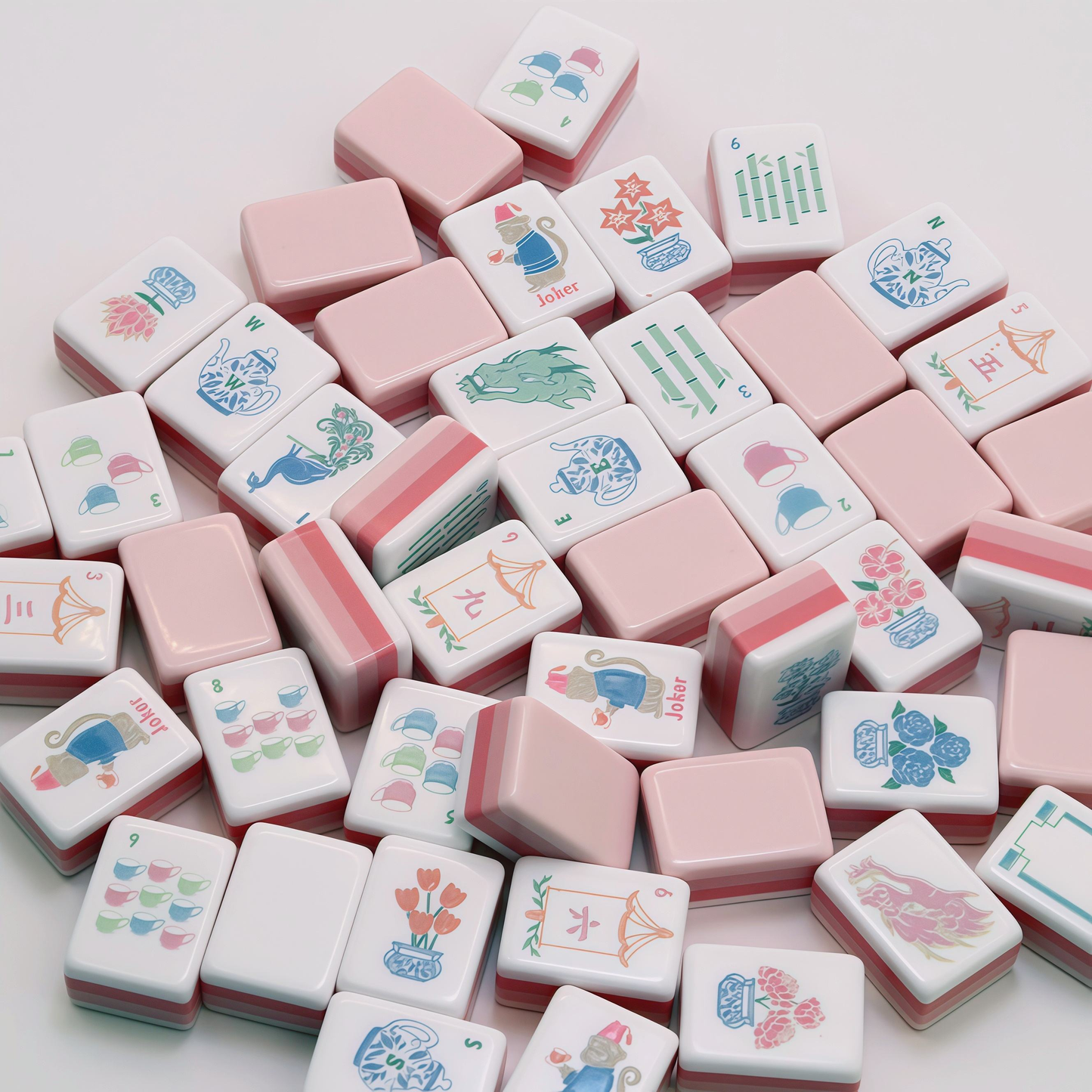 Rose Quartz Acrylic American Mahjong Tile Set