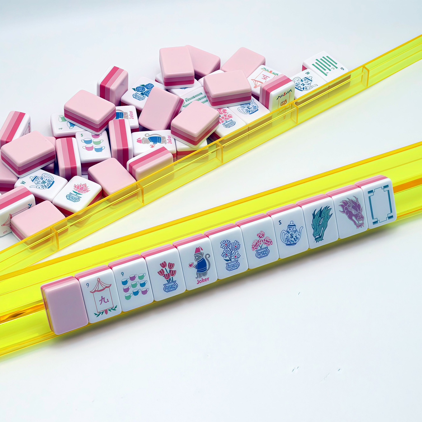 Rose Quartz Acrylic American Mahjong Tile Set