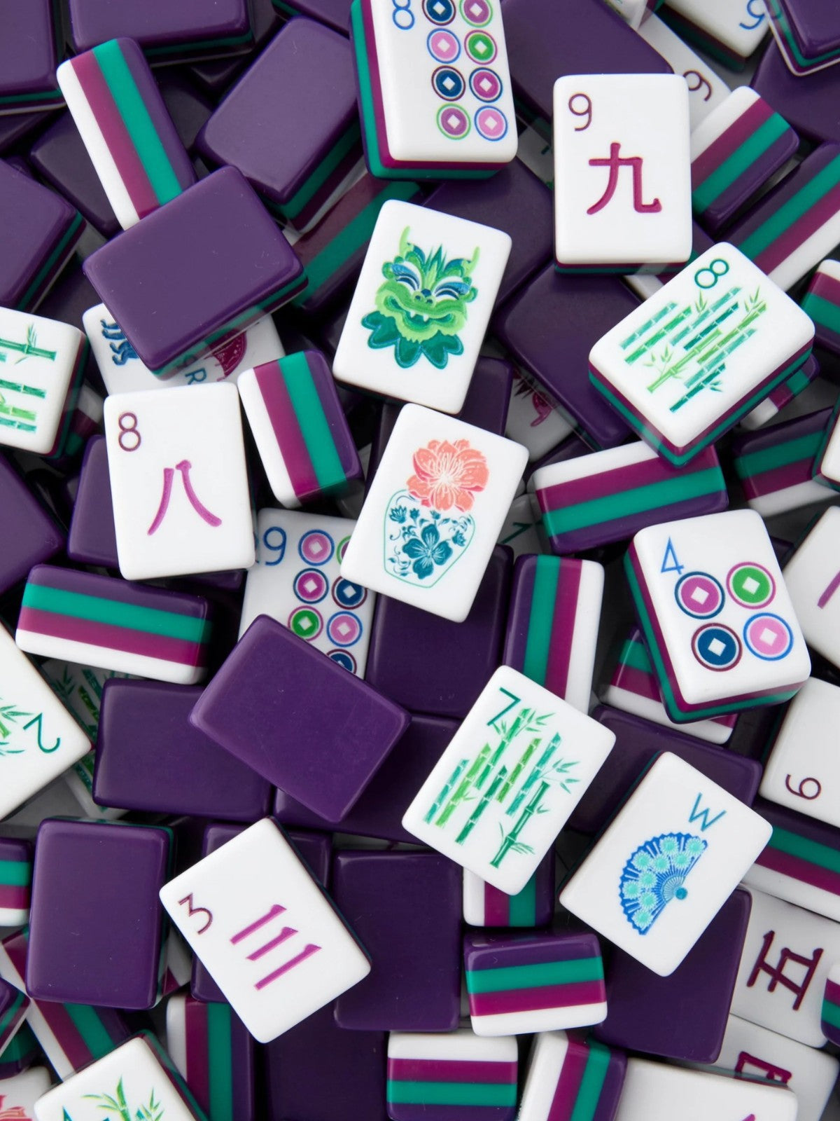 Royal Orchid deep purple acrylic American mahjong tile set tiles and coordinated colors