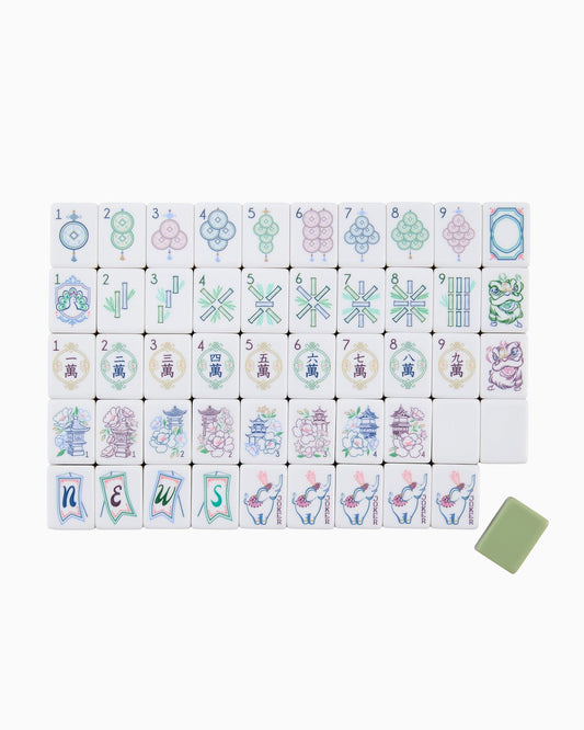 Sage Elephant sage green acrylic American mahjong tile set complete tile layout