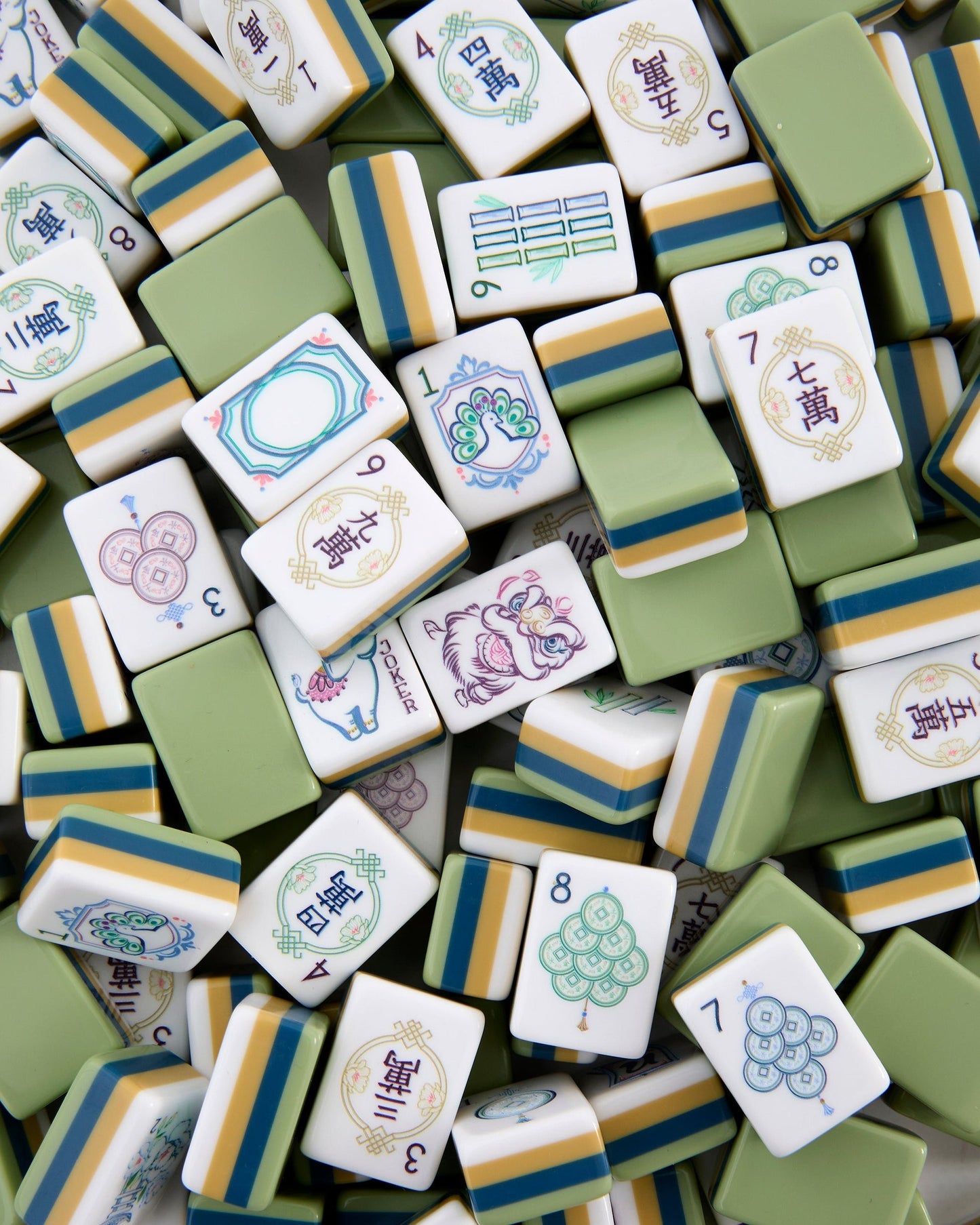 Sage Elephant sage green acrylic American mahjong tile set tiles and coordinated colors