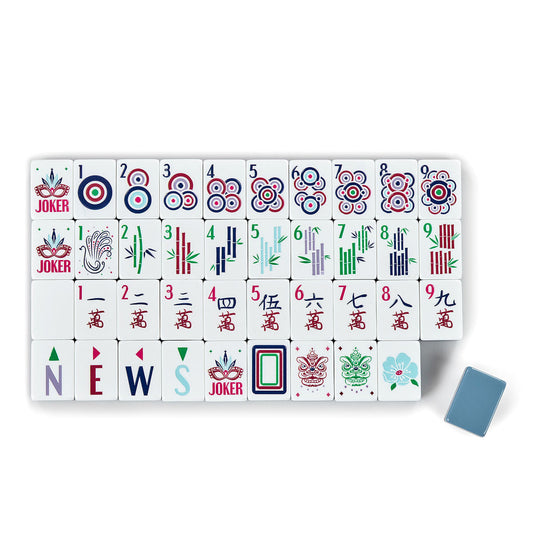 Slate Garden blue-gray acrylic American mahjong tile set complete tile layout