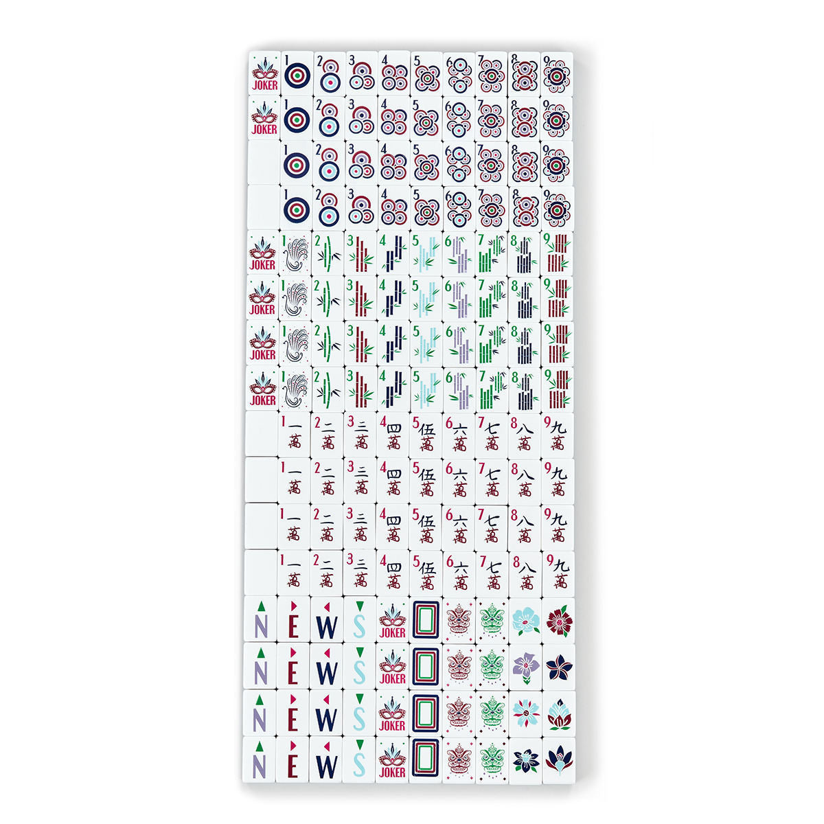 Slate Garden blue-gray acrylic American mahjong tile set tile size and layered acrylic details