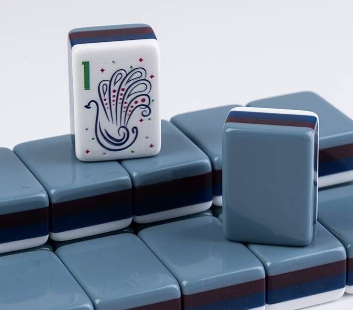 Slate Garden blue-gray acrylic American mahjong tile set additional product view