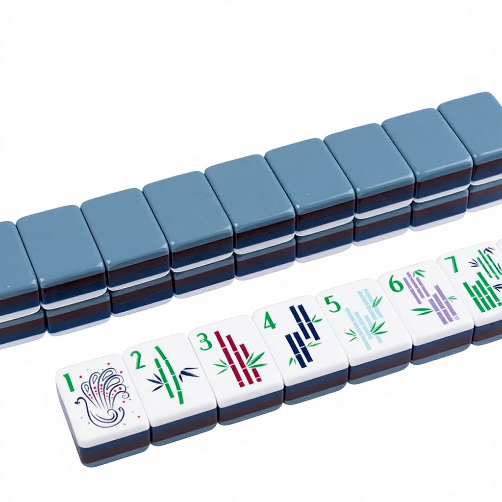 Slate Garden blue-gray acrylic American mahjong tile set additional product view