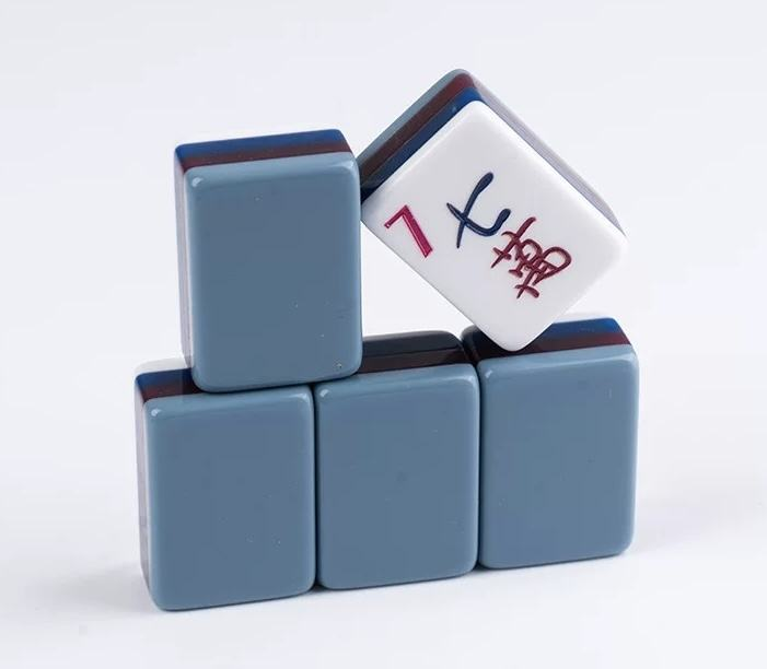 Slate Garden blue-gray acrylic American mahjong tile set additional product view