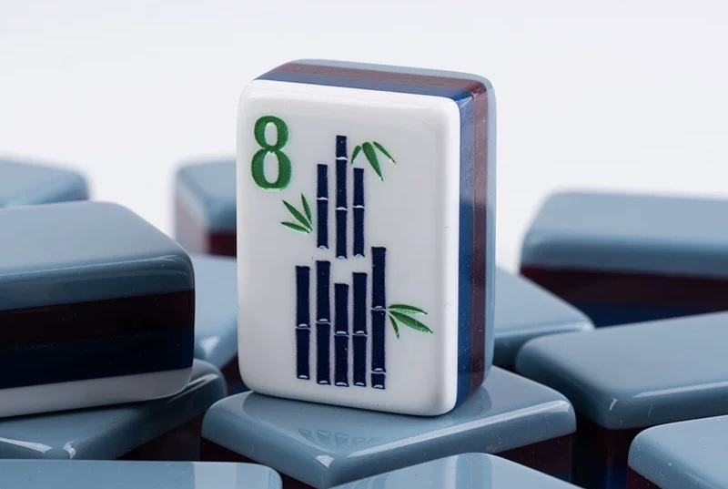 Slate Garden blue-gray acrylic American mahjong tile set additional product view