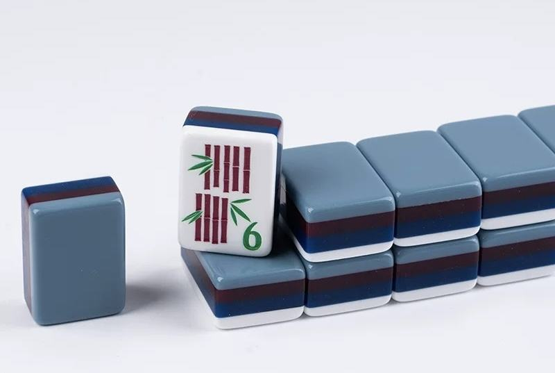 Slate Garden blue-gray acrylic American mahjong tile set additional product view