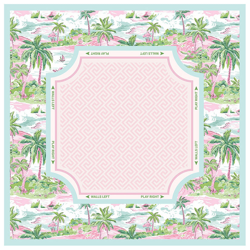 Tropical Cabana Mahjong Mat mahjong mat — full flat lay, Mahjong Loft