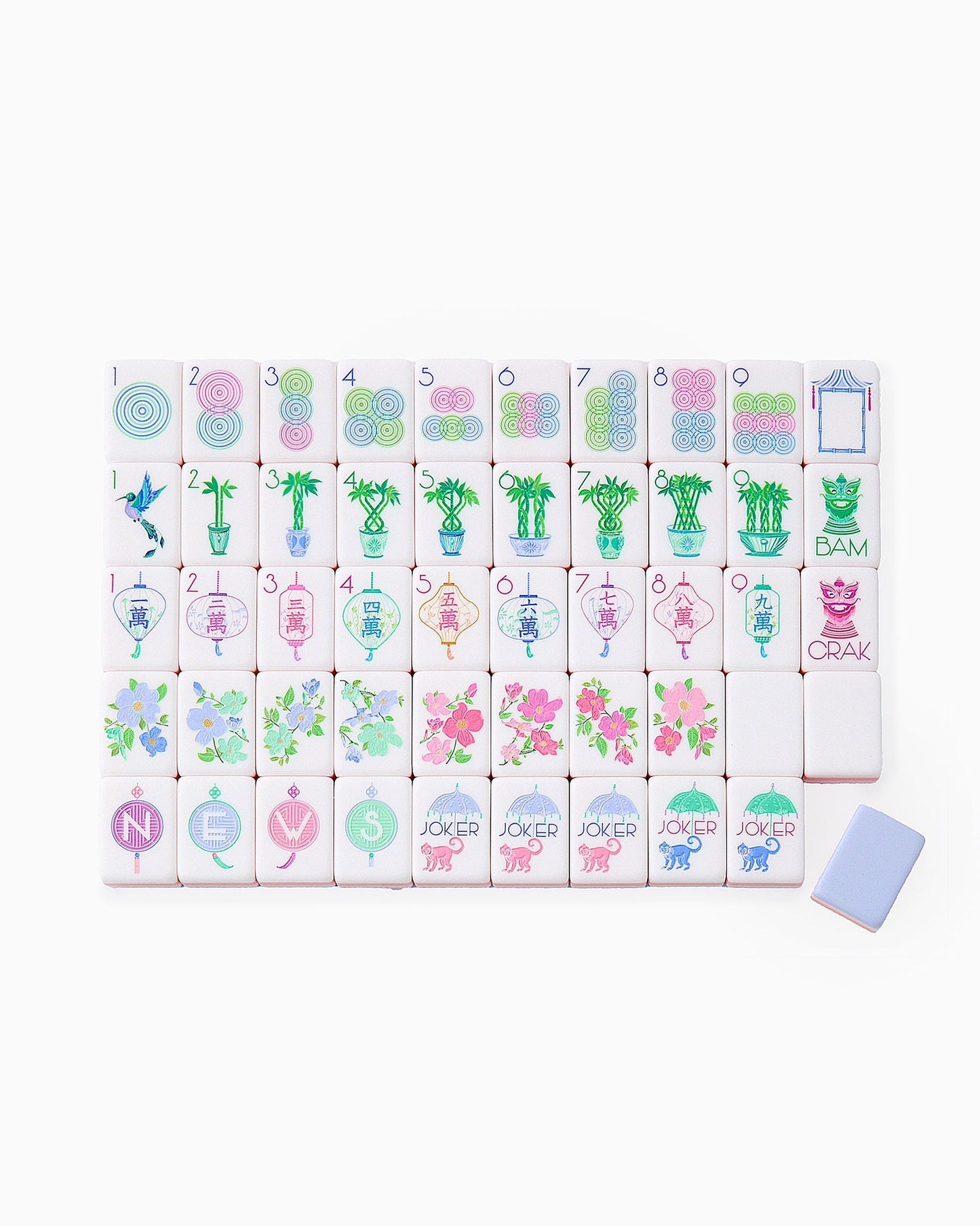 Violet Coral violet and coral acrylic American mahjong tile set complete tile layout