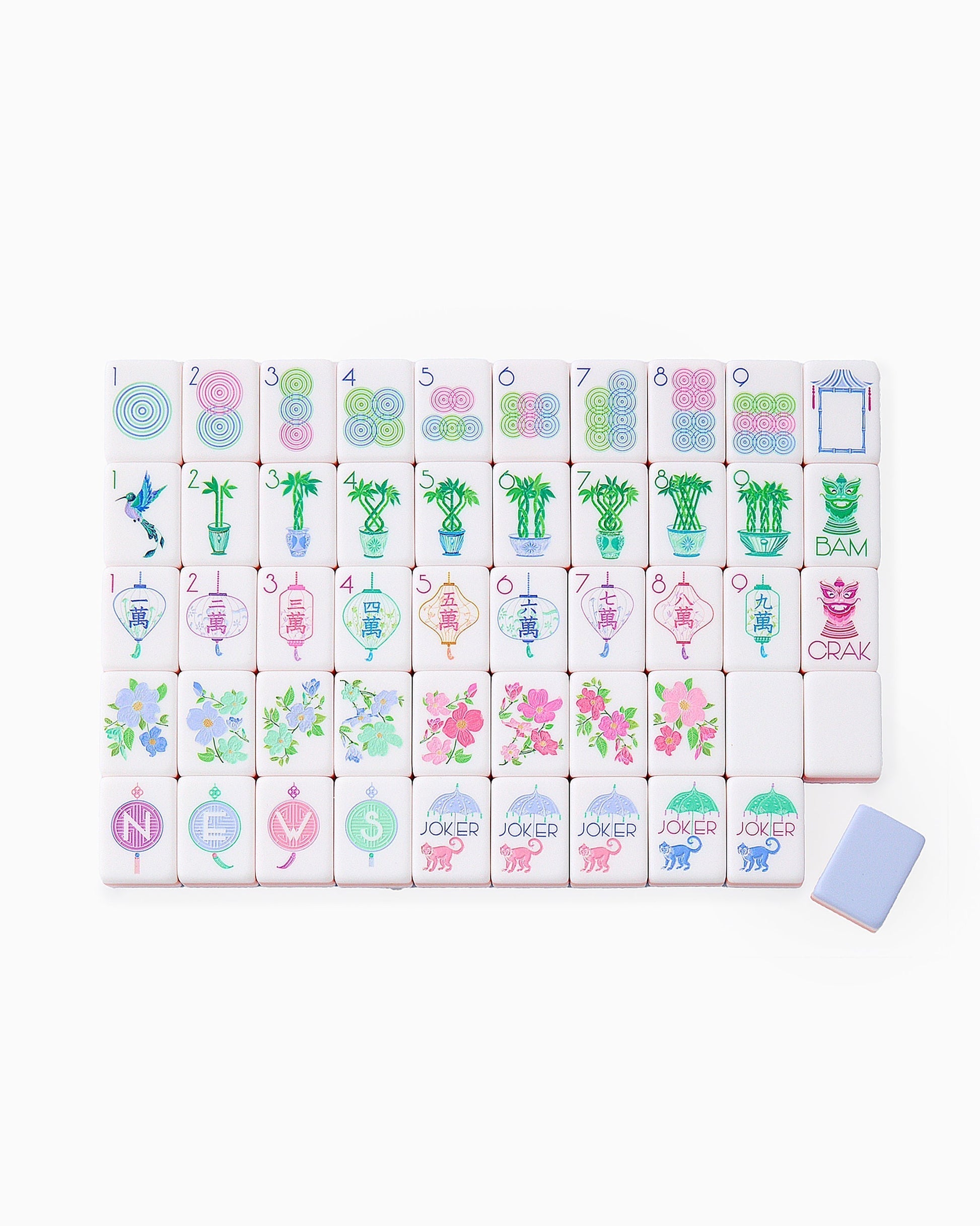 Violet Coral violet and coral acrylic American mahjong tile set complete tile layout