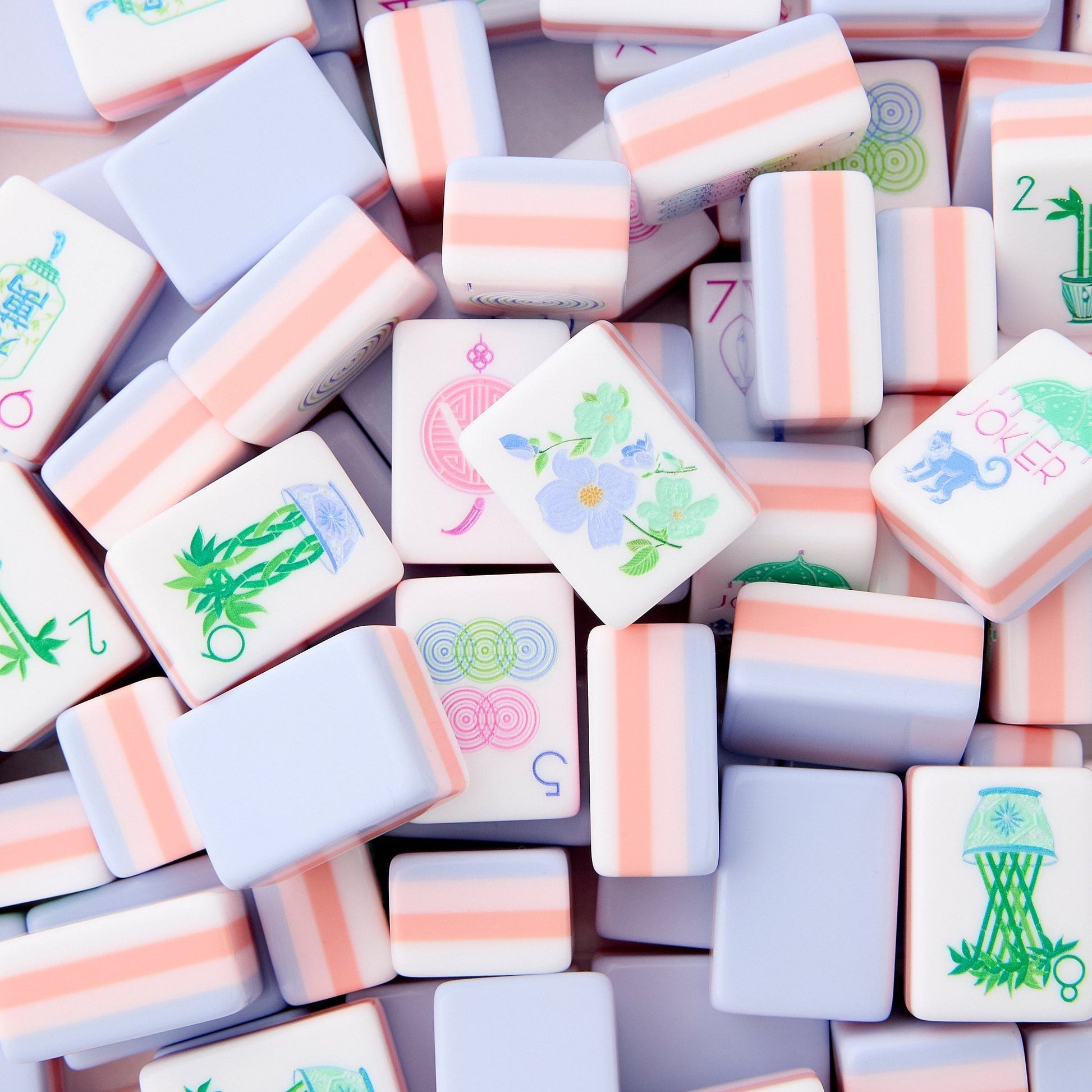 Violet Coral violet and coral acrylic American mahjong tile set tiles and coordinated colors