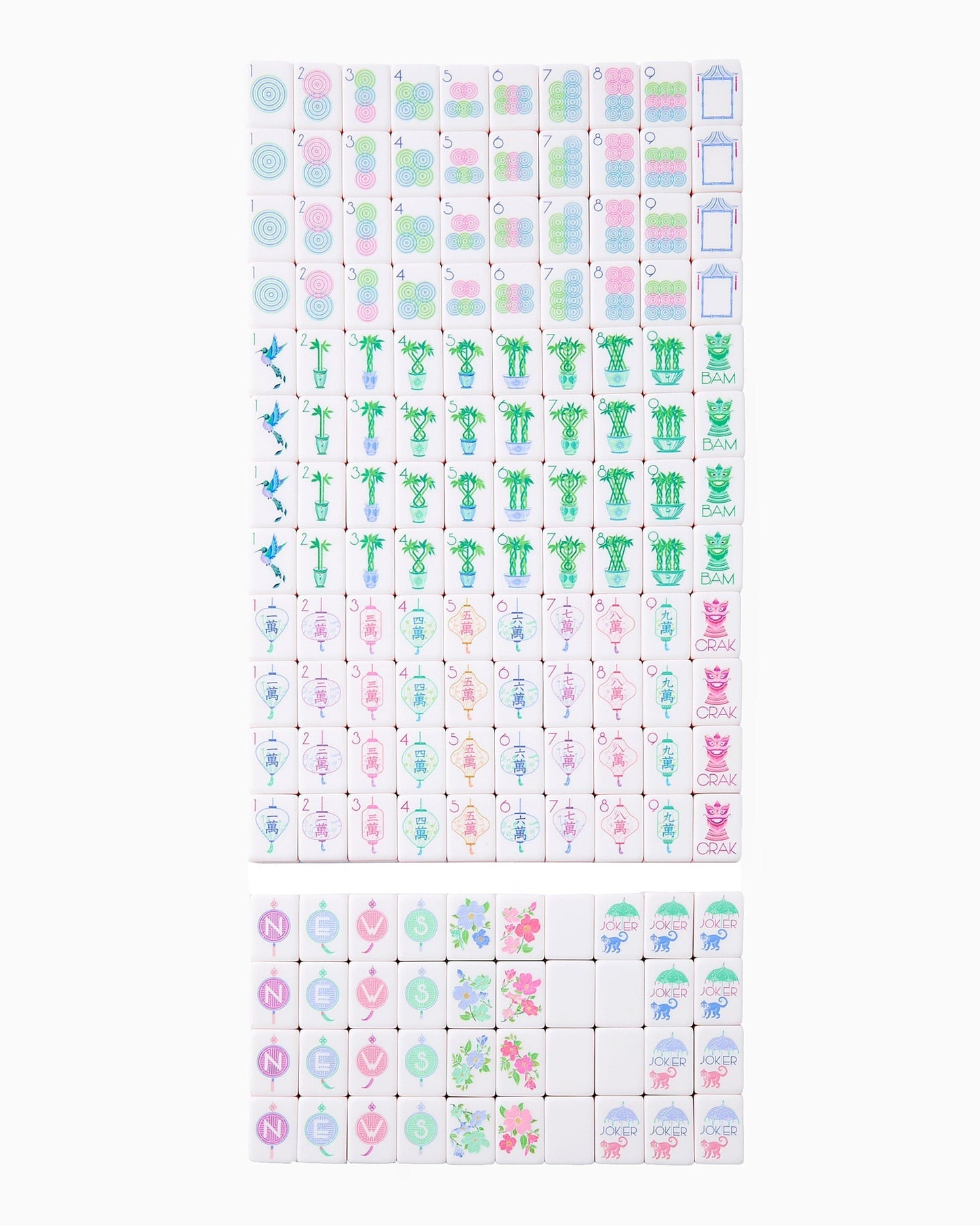 Violet Coral violet and coral acrylic American mahjong tile set full set arrangement
